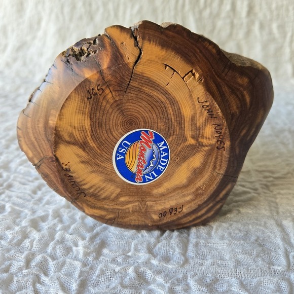 Made In Montana USA Clear Glass Oil Lamp With Juniper Wood Base 9" Tall - Picture 6 of 10